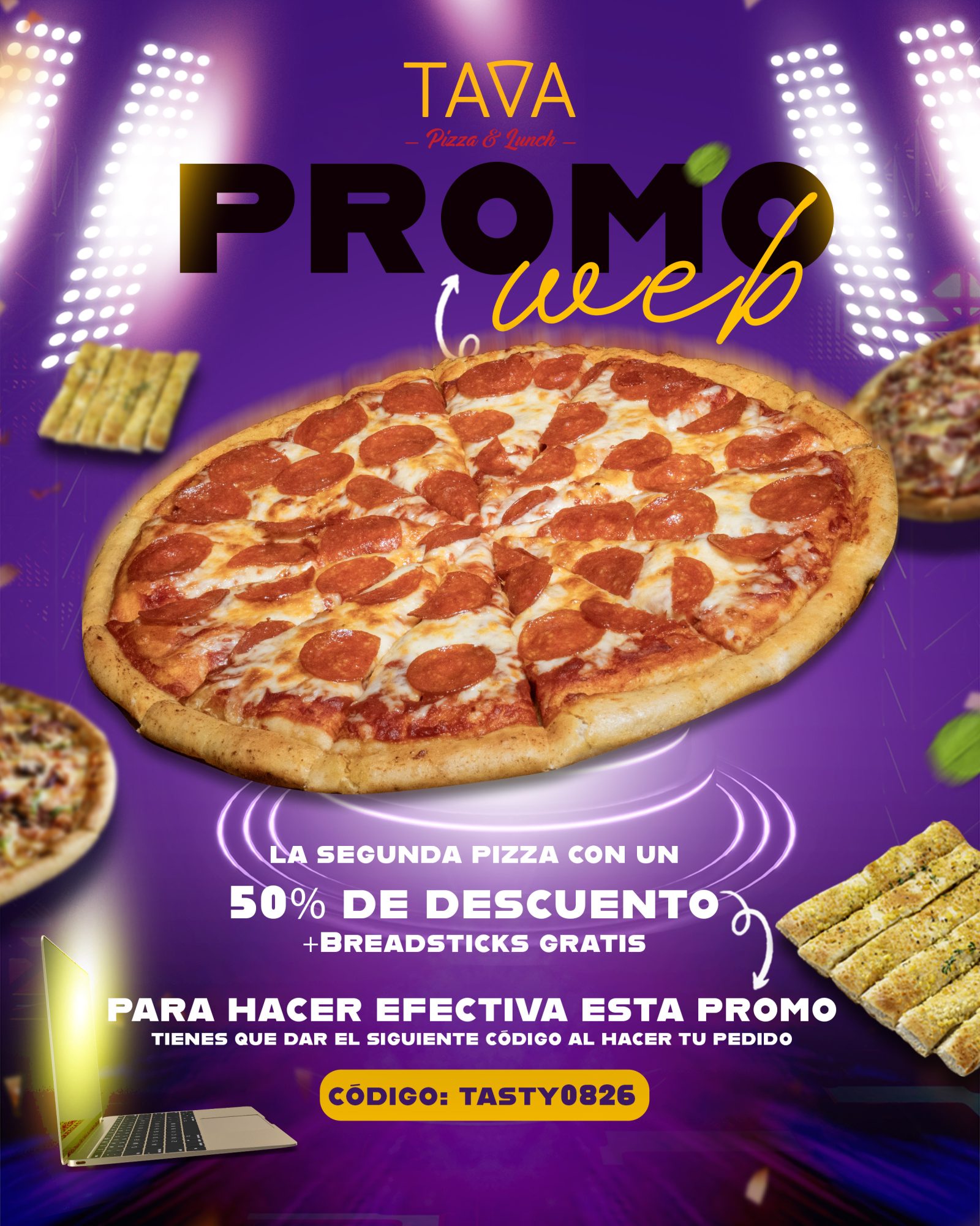 Pizza familiar TAVA servida para compartir